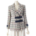 CHANEL 2017 Trim Tweed Cotton Silk Tailored Jacket P56518 White Multicolor / Size 36