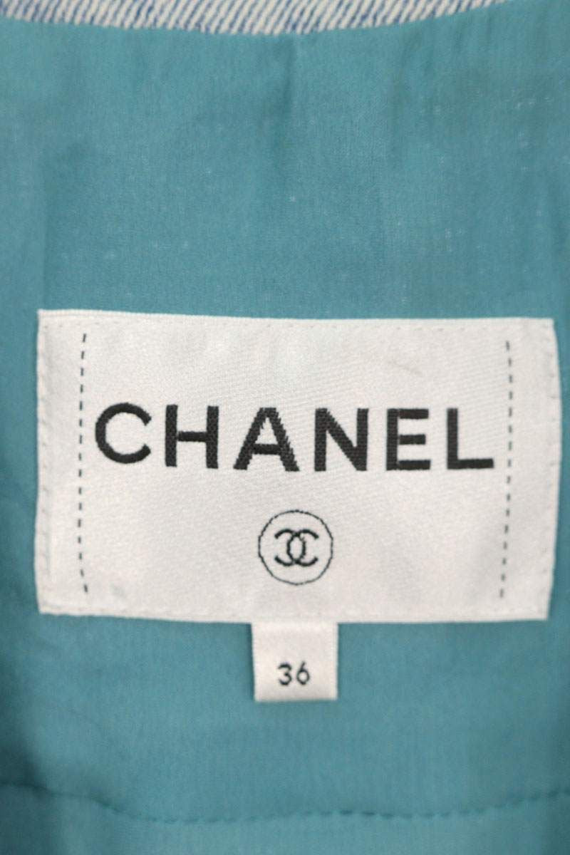 CHANEL Tweed Denim Blouson P72346V63980 Size 36
