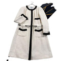 CHANEL Karl Lagerfeld Era Tweed Coat with Belt / Size 44