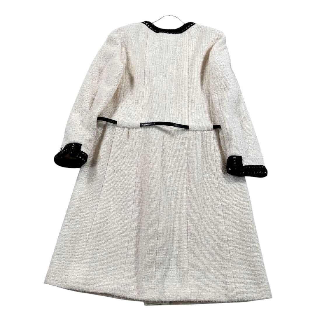 CHANEL Karl Lagerfeld Era Tweed Coat with Belt / Size 44