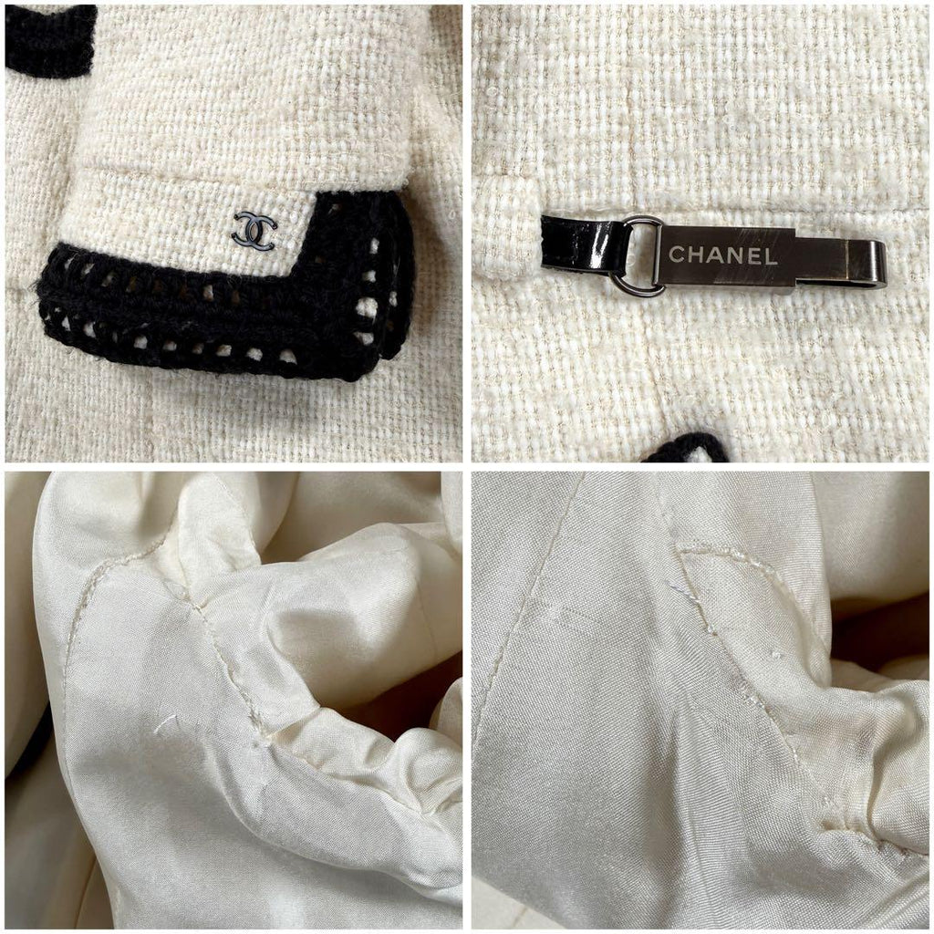 CHANEL Karl Lagerfeld Era Tweed Coat with Belt / Size 44