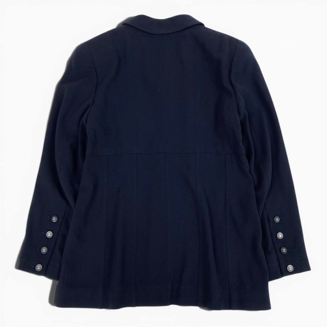 CHANEL BOUTIQUE 1996 Navy Wool Tailored Jacket P06370 / Size 42