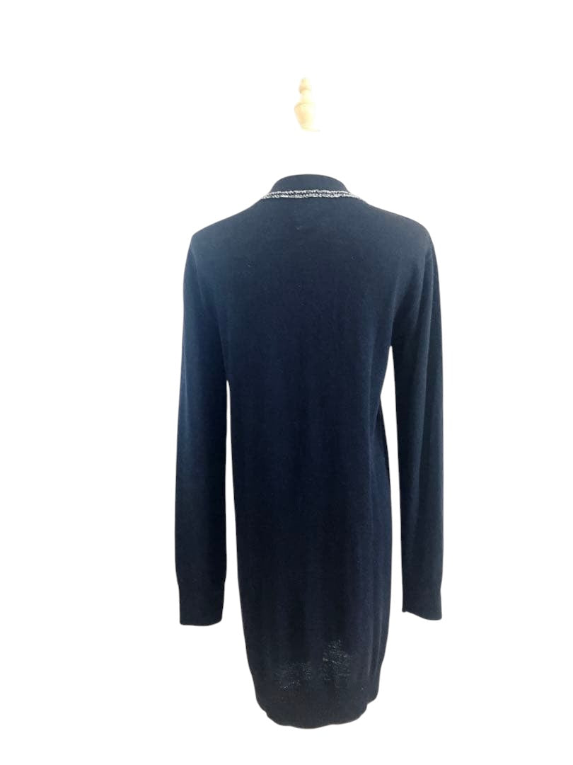 CHANEL Black Long Cardigan Coco Button Coco Mark / Size 34