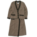 CHANEL Tweed Wool Setup Jacket & Skirt P11501V06858 Brown / Size 38