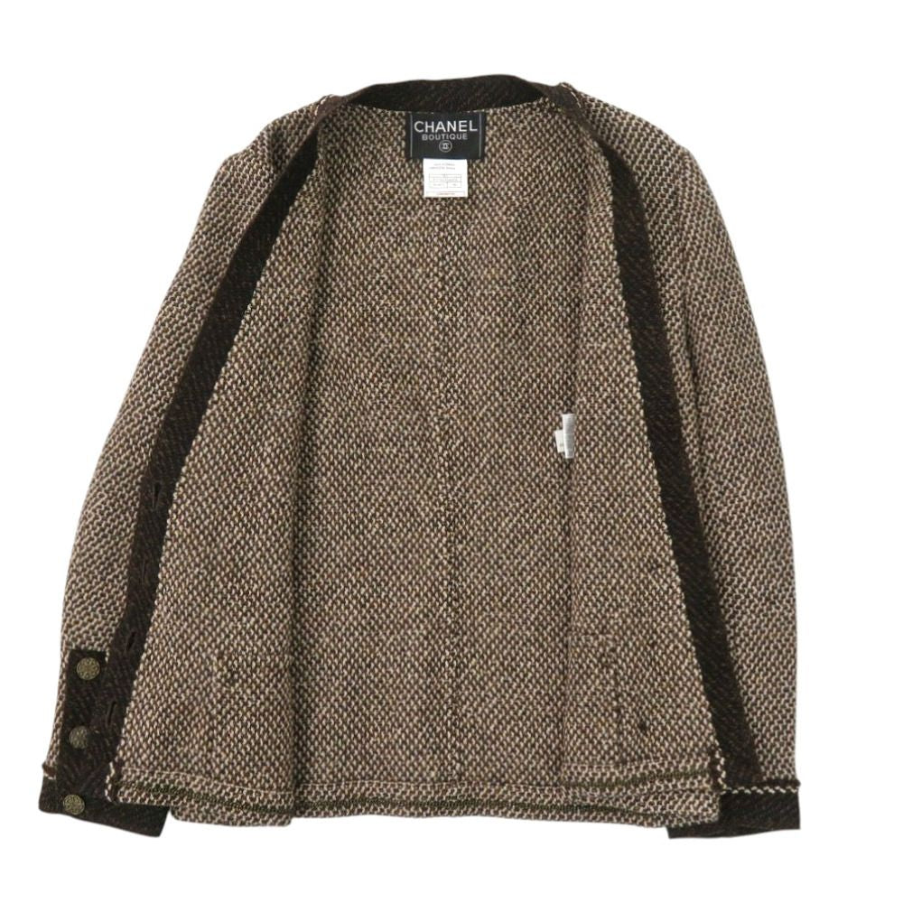 CHANEL Tweed Wool Setup Jacket & Skirt P11501V06858 Brown / Size 38