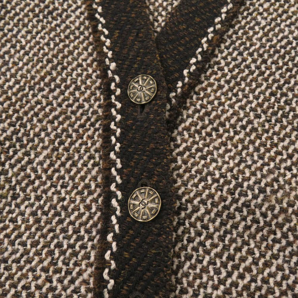 CHANEL Tweed Wool Setup Jacket & Skirt P11501V06858 Brown / Size 38