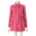 CHANEL 2017 CC Coco Button Tweed Jumpsuit P56053 Pink / Size 36