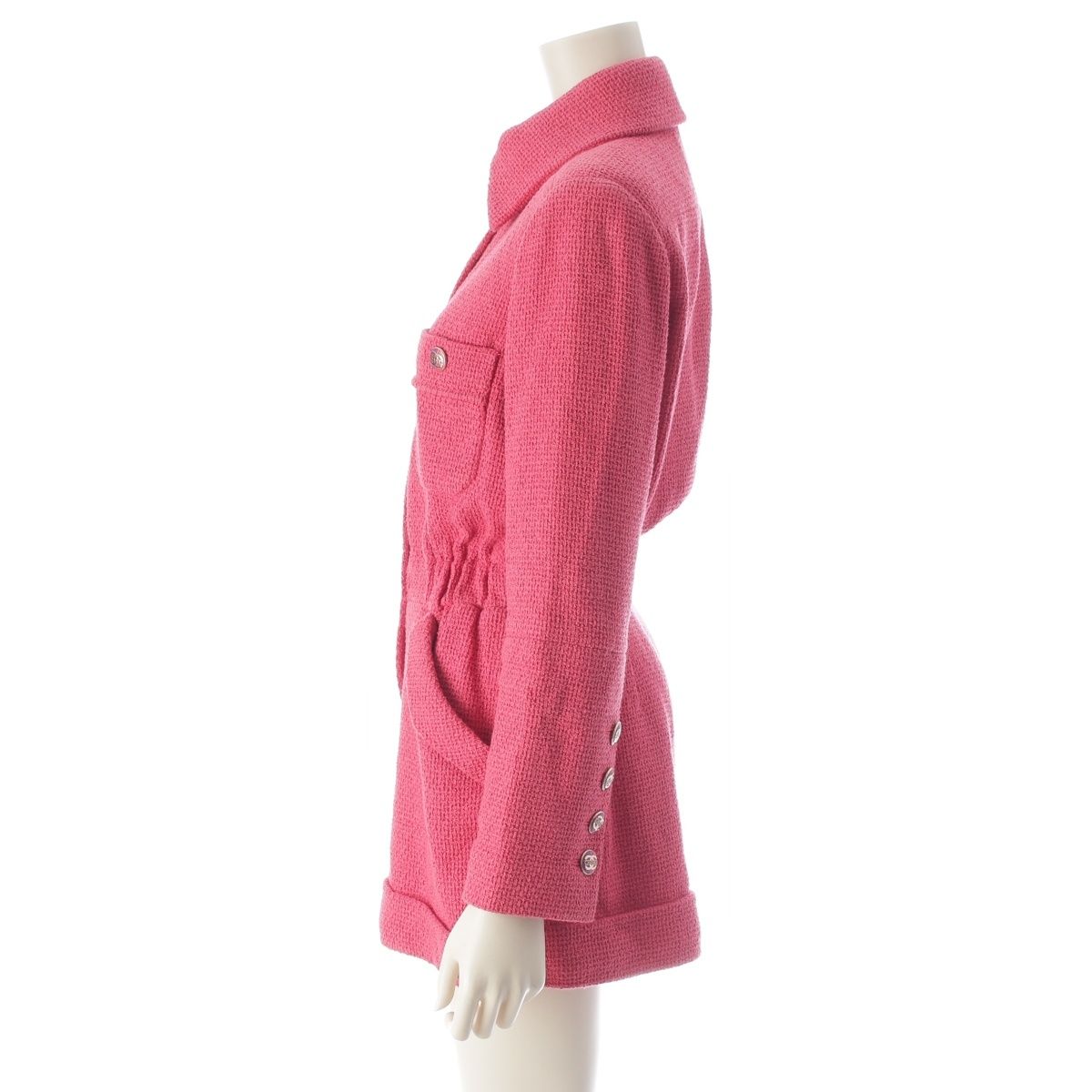 CHANEL 2017 CC Coco Button Tweed Jumpsuit P56053 Pink / Size 36