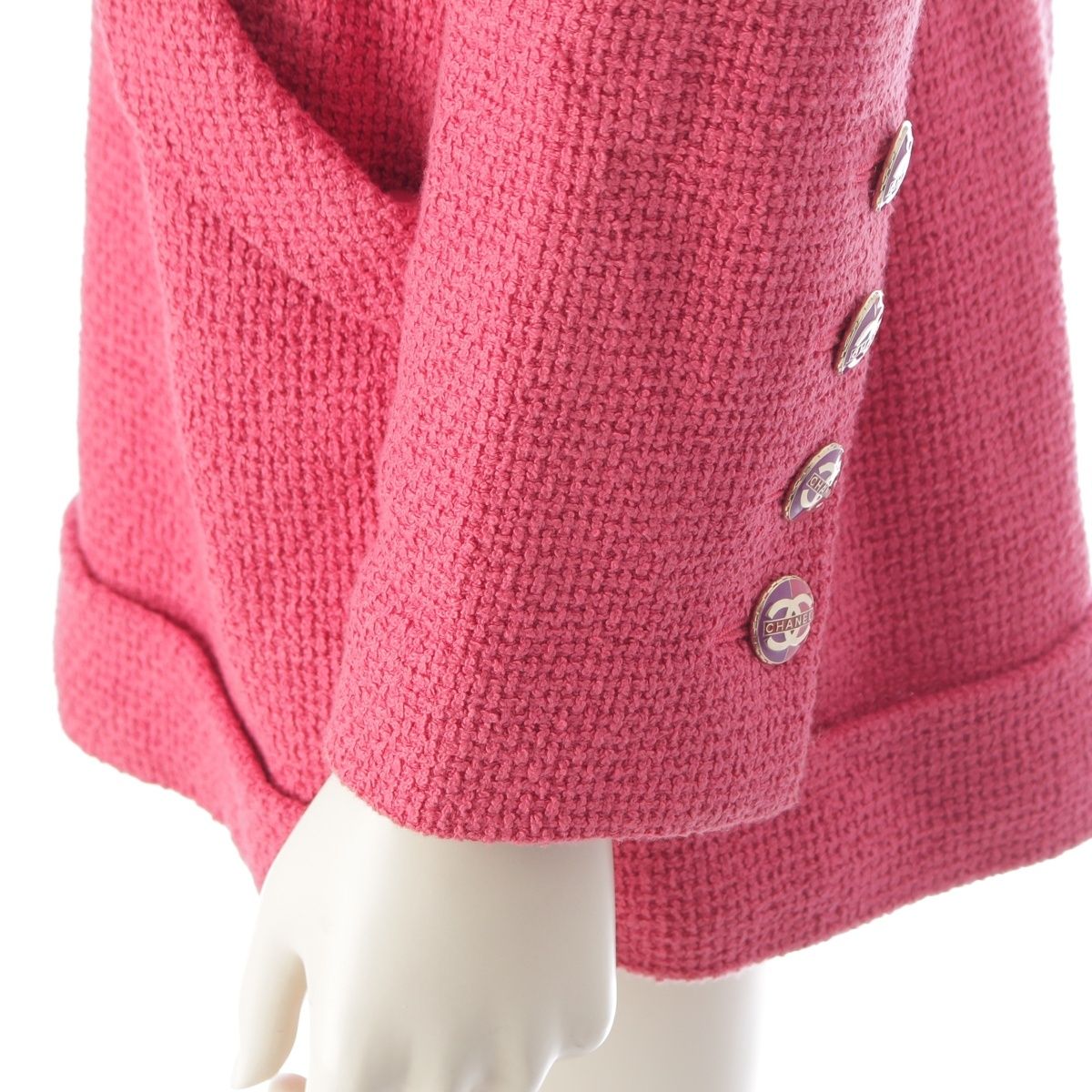 CHANEL 2017 CC Coco Button Tweed Jumpsuit P56053 Pink / Size 36
