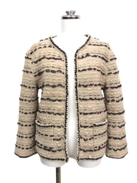 CHANEL 05A Knit Tweed No-Collar Jacket P26658 / Size 38