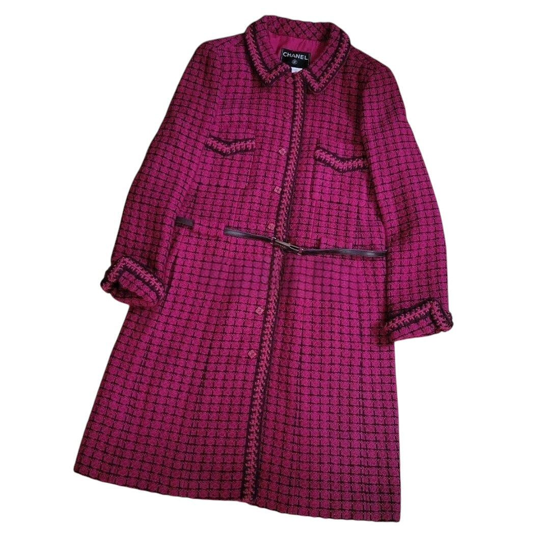 CHANEL Tweed Coat with Belt 42