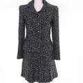 Vintage CHANEL 97A P09701V05906 Coco Button Tweed Jacket & Skirt Setup Size 38 Black White Made in France