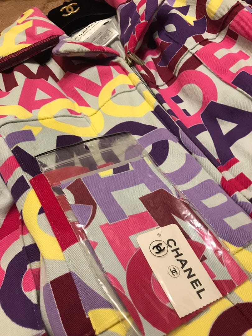 CHANEL Logo Multicolor Jacket Coat 38