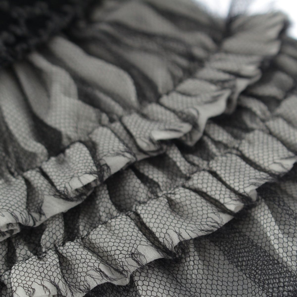 CHANEL Coco Button Frill Trim Cut Jacquard Tailored Jacket P46652 Black Dark Grey 34