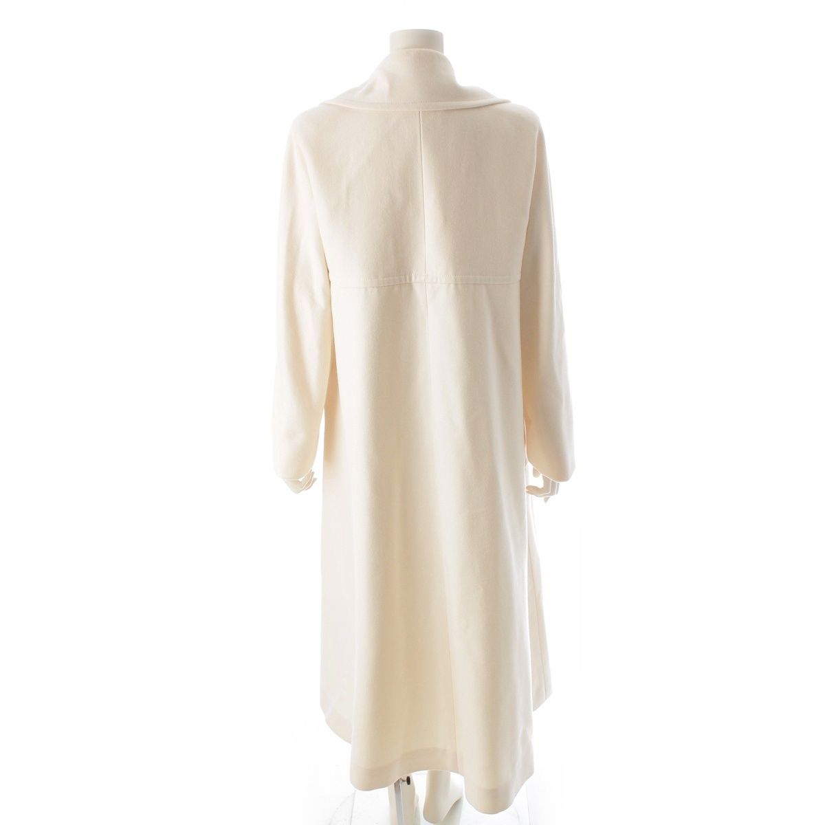 CHANEL Cashmere Wool Long Coat Silk Lining Off-White Size 34