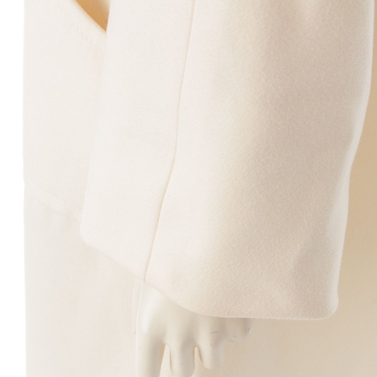 CHANEL Cashmere Wool Long Coat Silk Lining Off-White Size 34