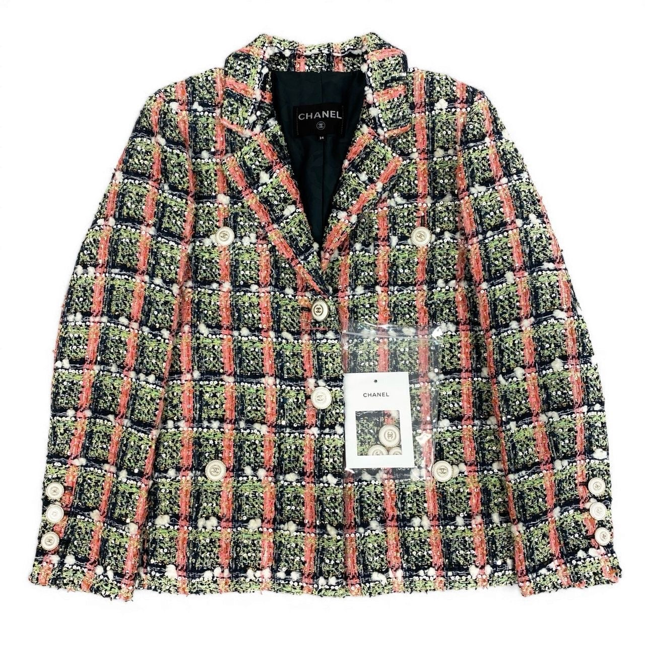 CHANEL 2020 Cruise P62793 Sequin Tweed 4-Pocket Jacket Size 34