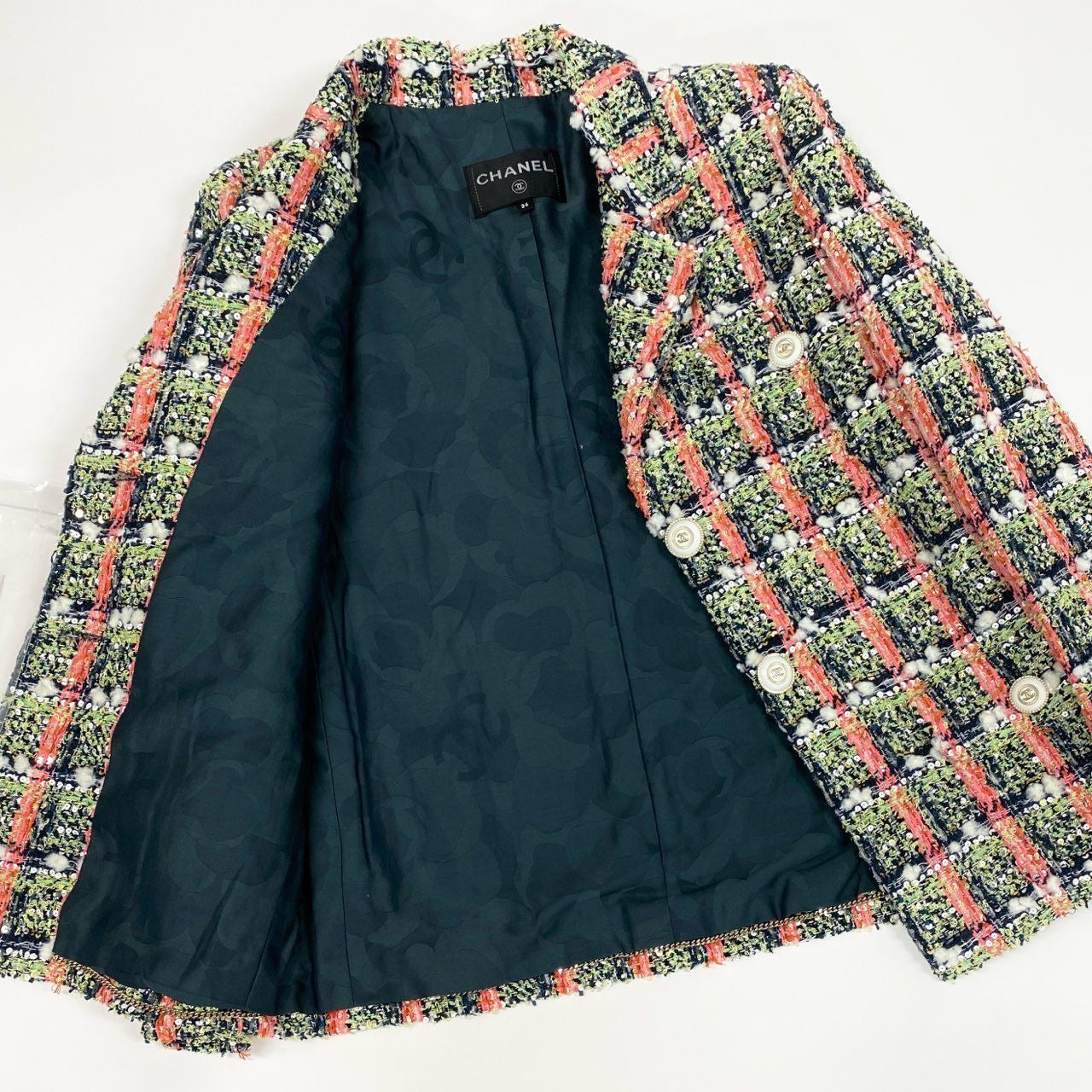 CHANEL 2020 Cruise P62793 Sequin Tweed 4-Pocket Jacket Size 34
