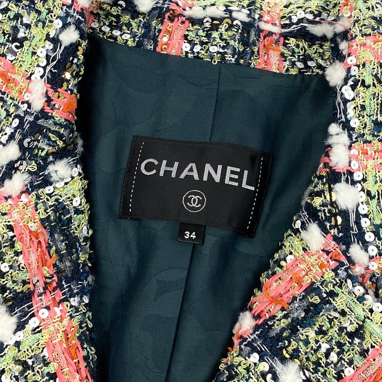 CHANEL 2020 Cruise P62793 Sequin Tweed 4-Pocket Jacket Size 34