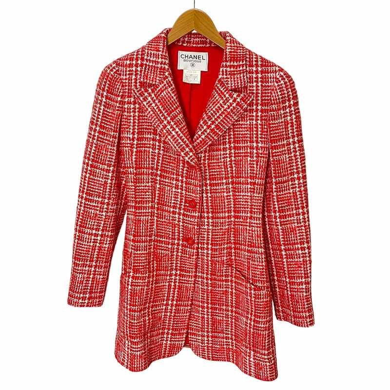 CHANEL 97P Coco Button Tweed Tailored Jacket Size 38 Wool Mohair Blend