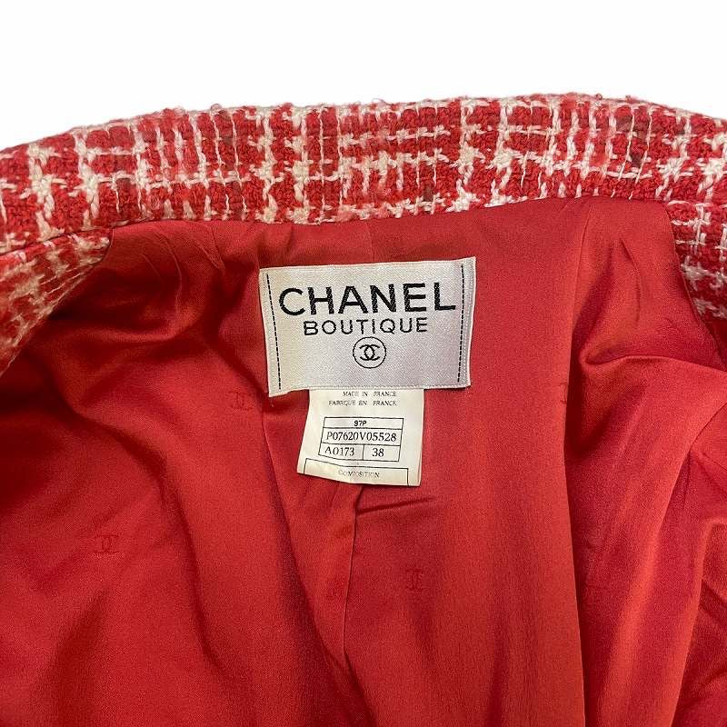 CHANEL 97P Coco Button Tweed Tailored Jacket Size 38 Wool Mohair Blend