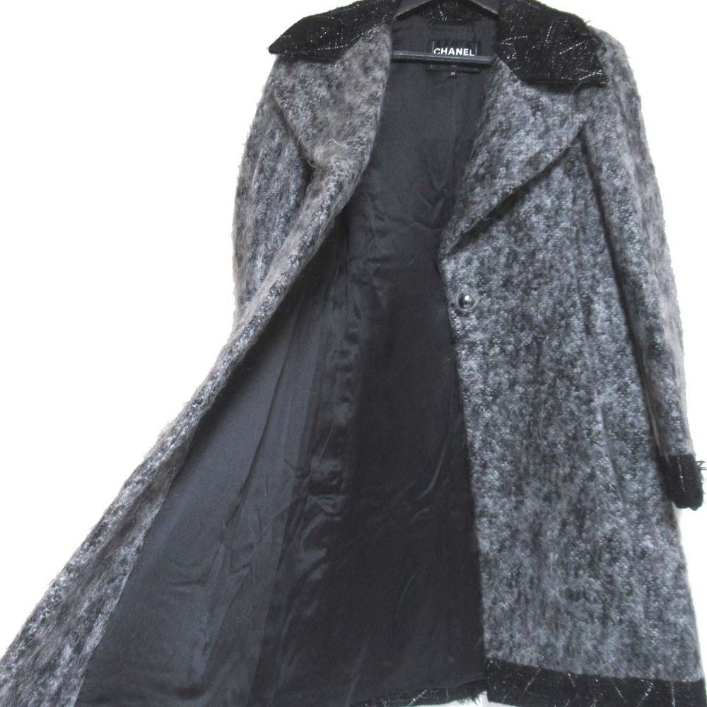 CHANEL Mohair Silk Coco Mark Button Single Chester Coat Size 34