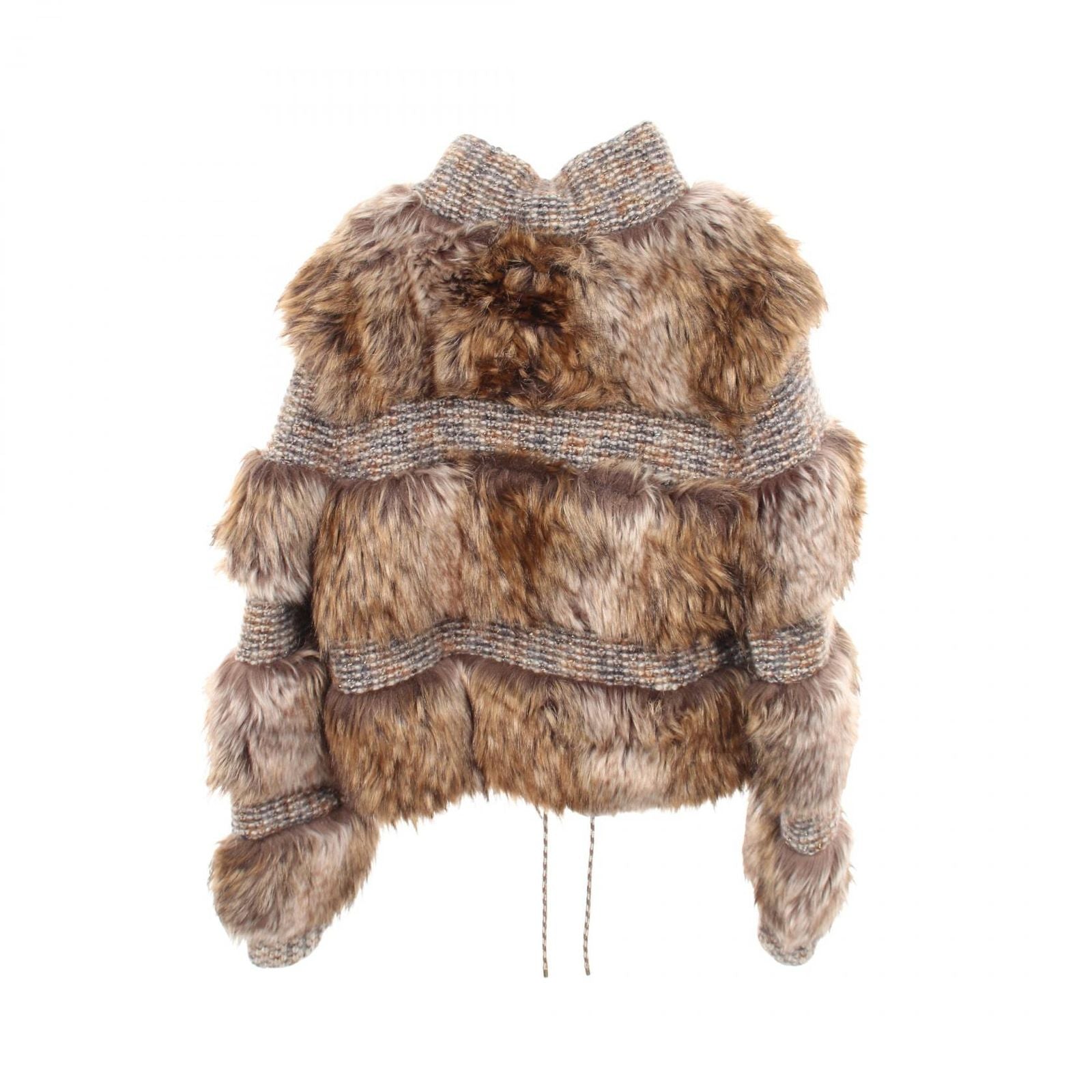 CHANEL Cashmere Fur Blouson Brown Size 38 CC Logo Button