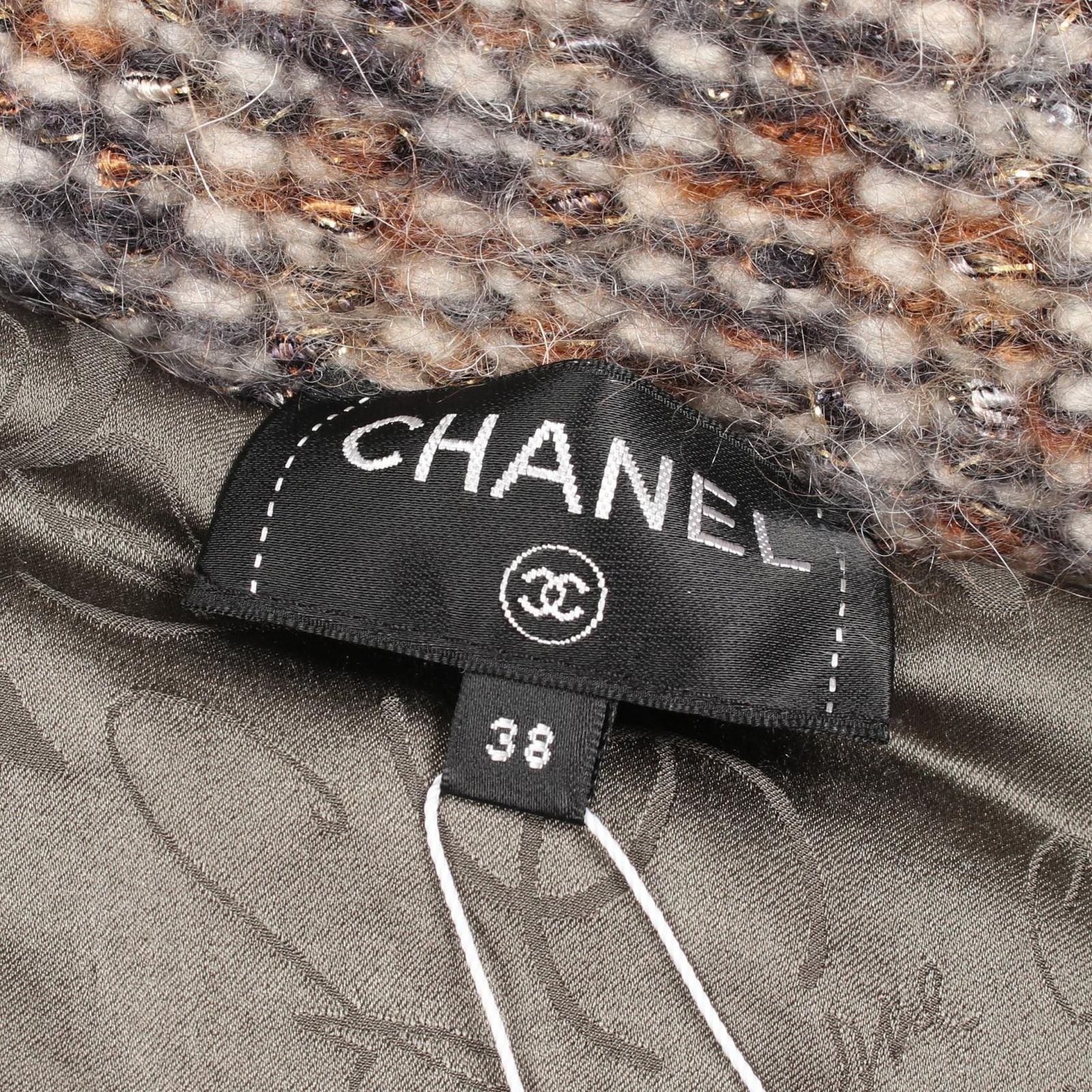CHANEL Cashmere Fur Blouson Brown Size 38 CC Logo Button