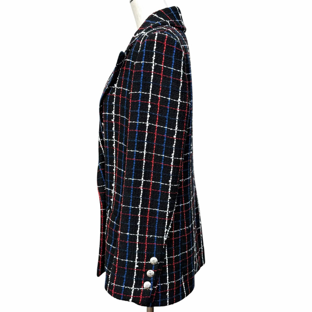 CHANEL Tweed Double-Breasted Jacket Multi Size 38 CC Logo Button
