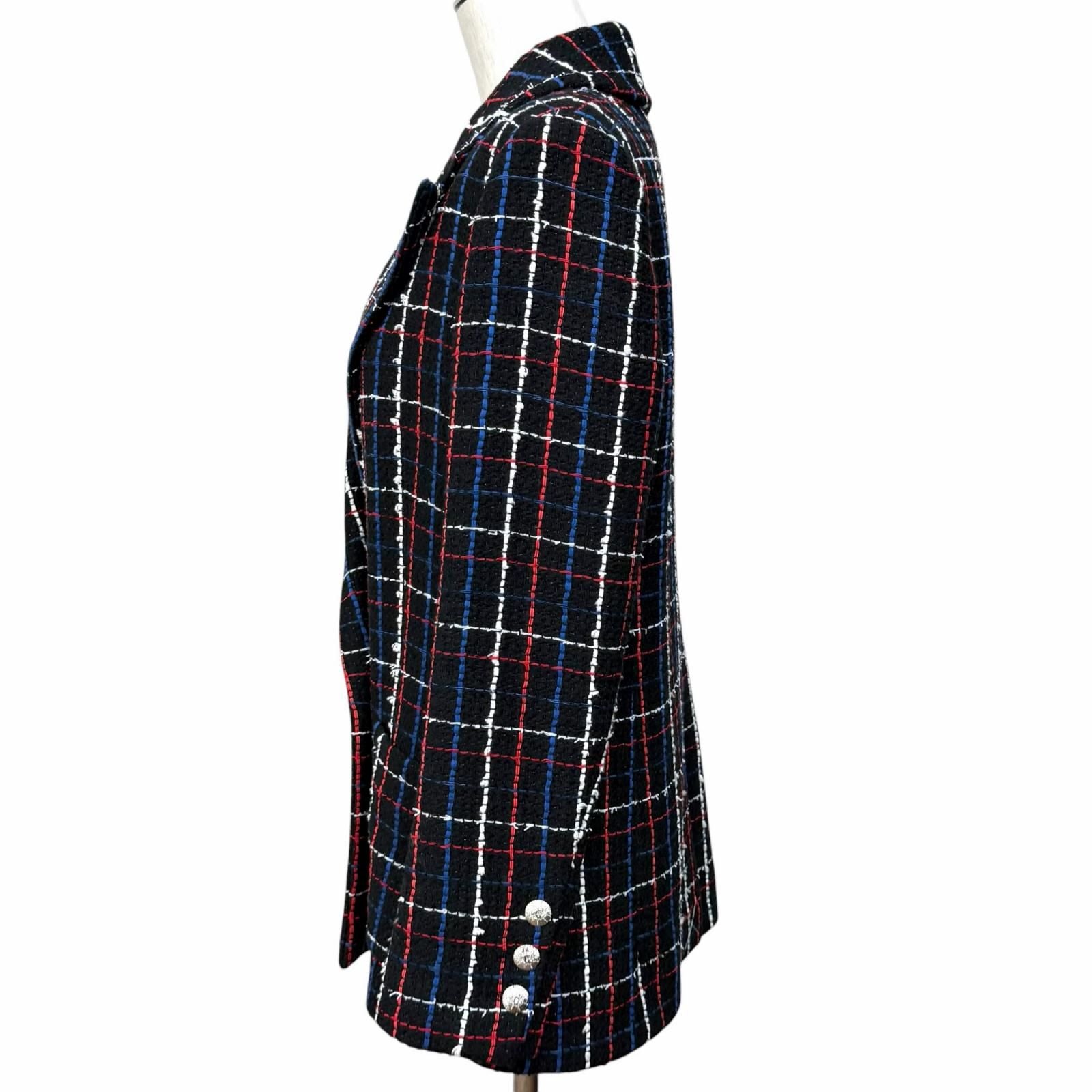 CHANEL Tweed Double-Breasted Jacket Multi Size 38 CC Logo Button