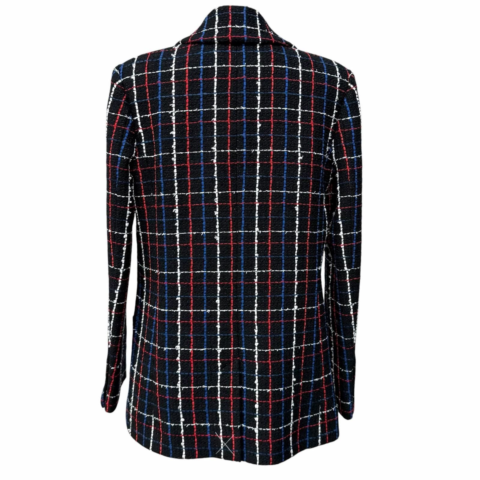 CHANEL Tweed Double-Breasted Jacket Multi Size 38 CC Logo Button
