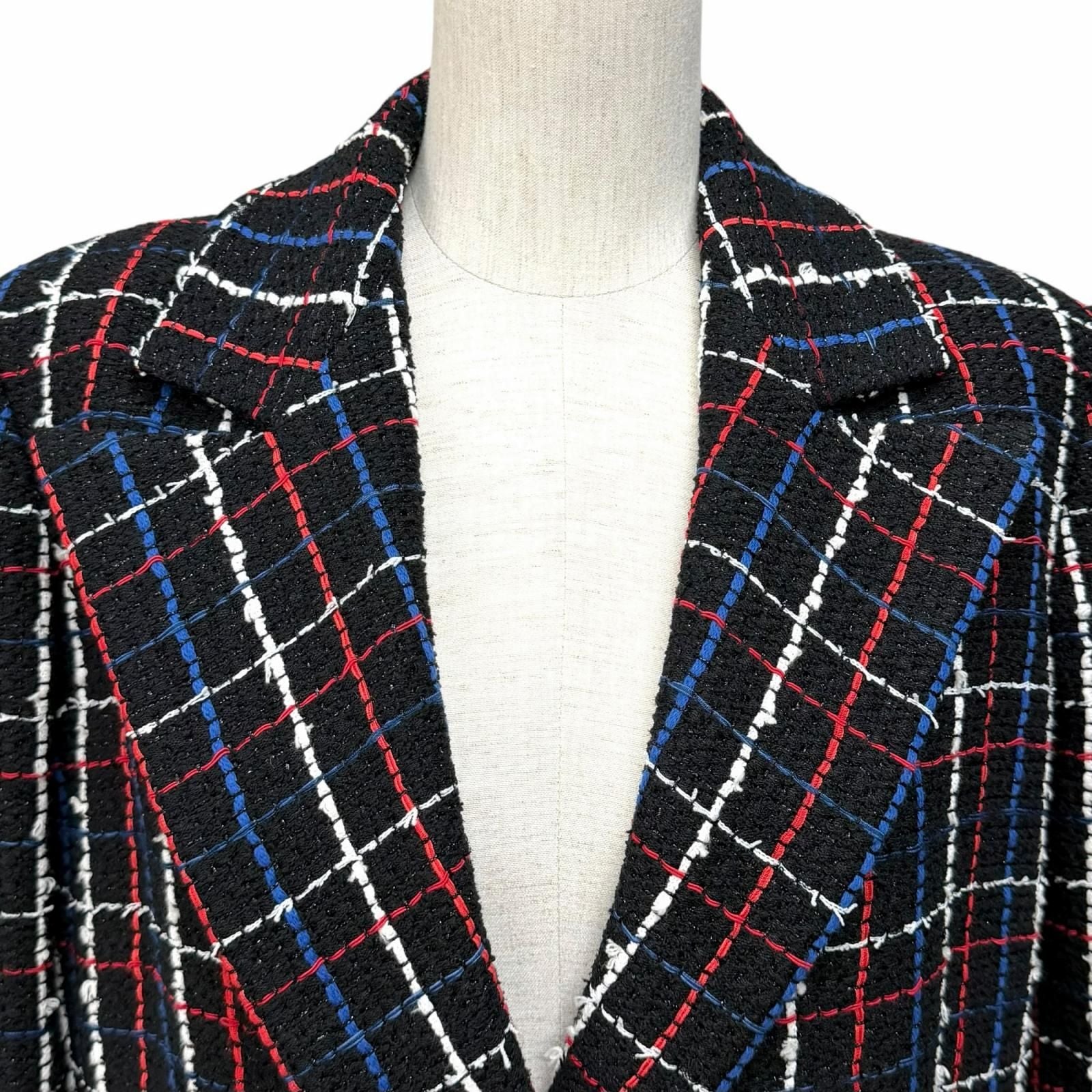 CHANEL Tweed Double-Breasted Jacket Multi Size 38 CC Logo Button