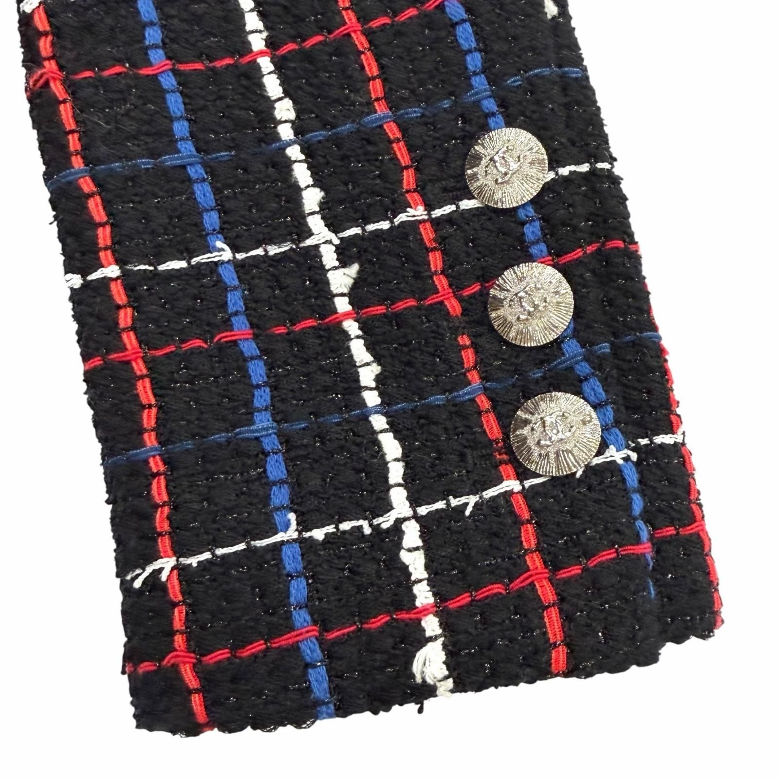 CHANEL Tweed Double-Breasted Jacket Multi Size 38 CC Logo Button