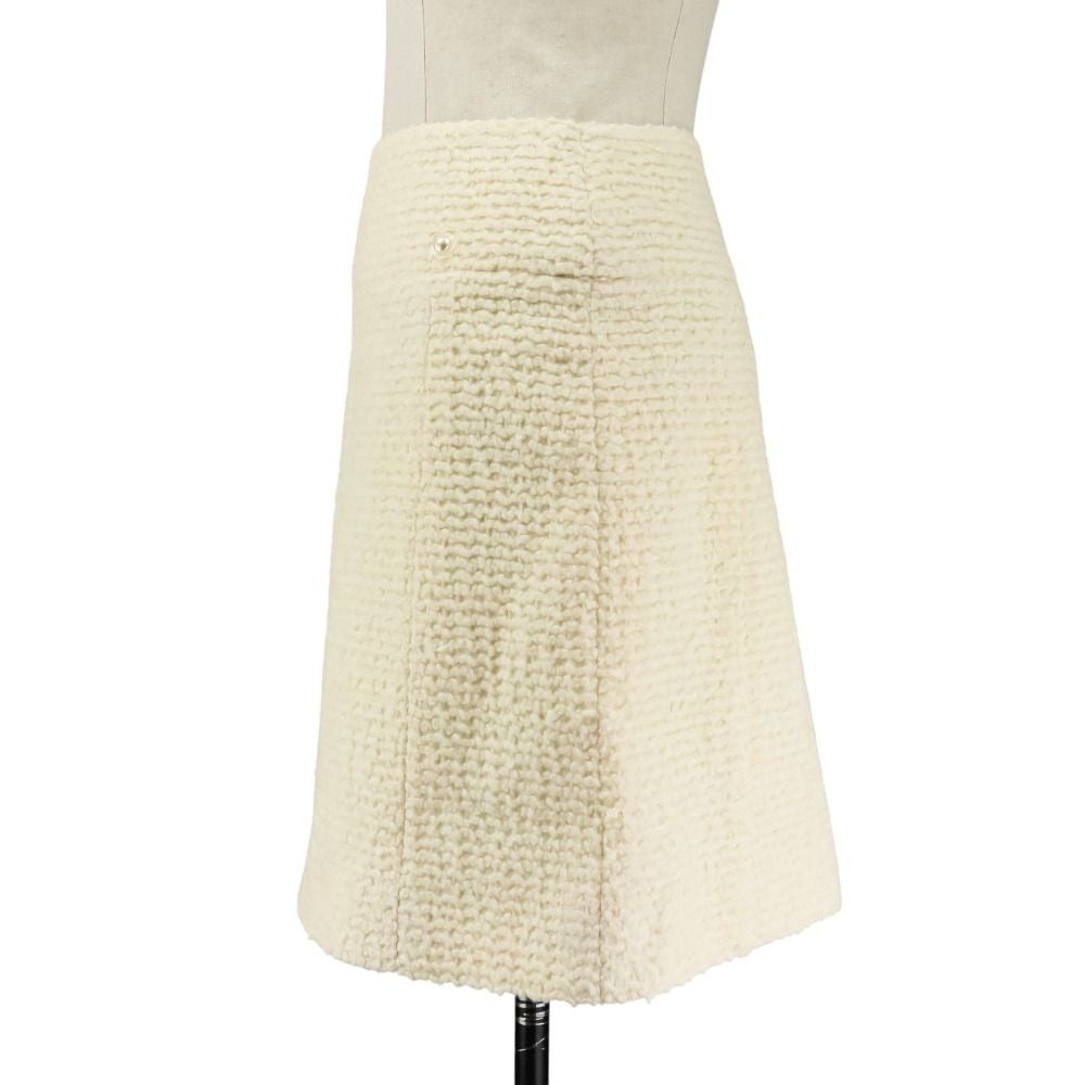 CHANEL Faux Pearl Coco Mark Button Tweed Jacket & Skirt Setup Size 34 Ivory