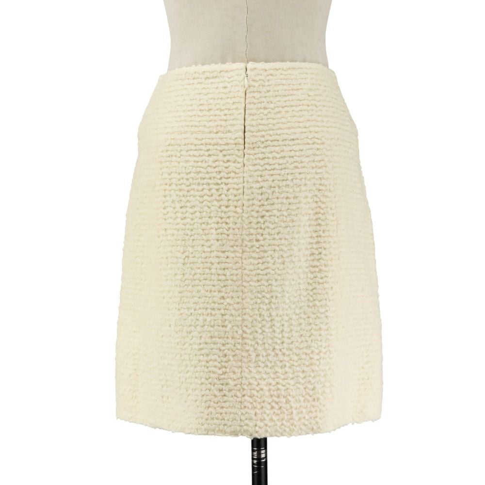 CHANEL Faux Pearl Coco Mark Button Tweed Jacket & Skirt Setup Size 34 Ivory