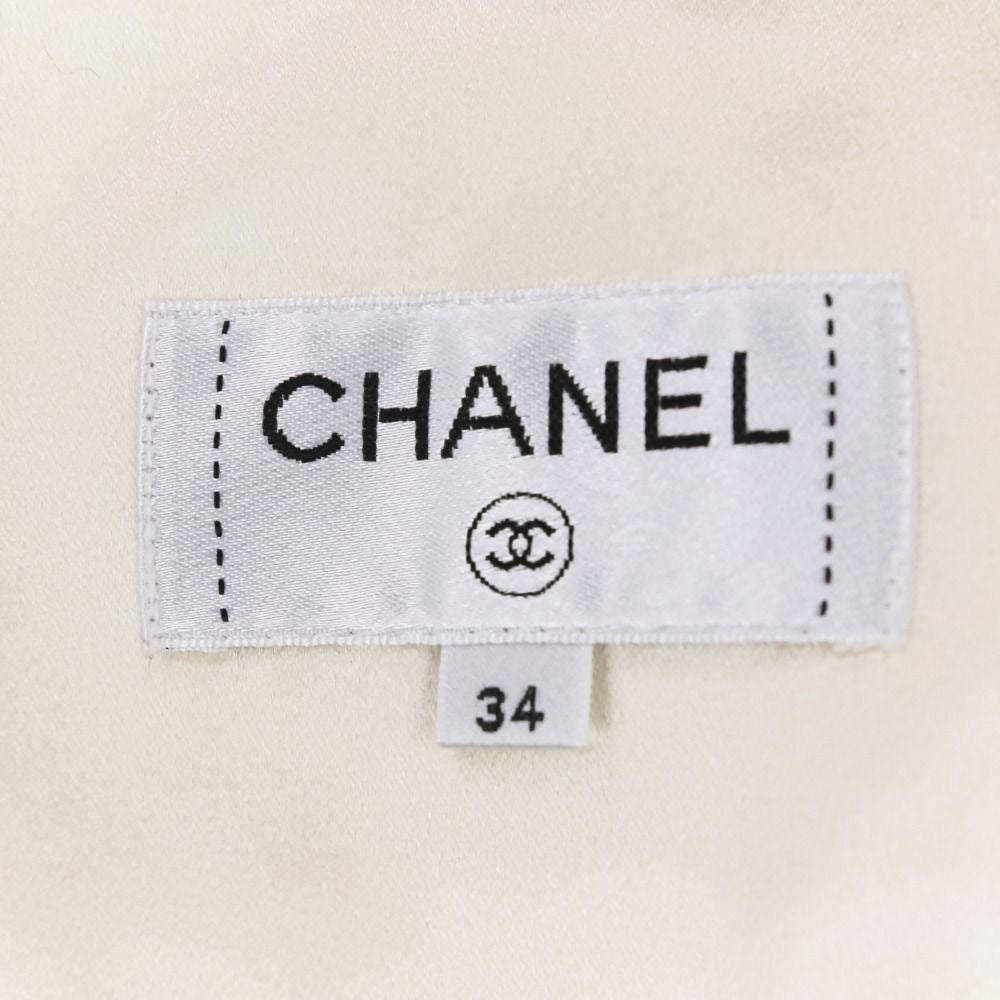 CHANEL Faux Pearl Coco Mark Button Tweed Jacket & Skirt Setup Size 34 Ivory