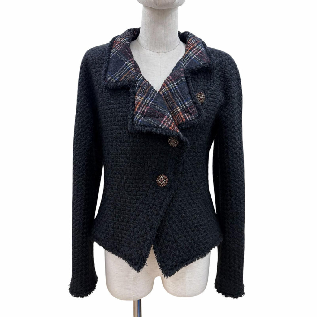 CHANEL Jacket Black Size 38 Silk Lining Gripoix Button