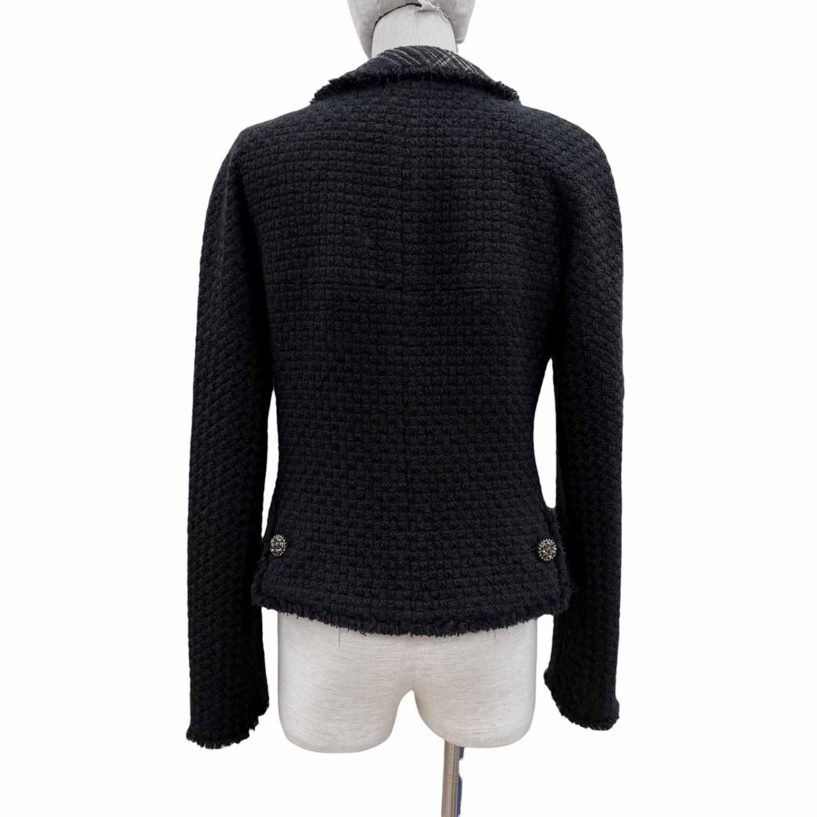 CHANEL Jacket Black Size 38 Silk Lining Gripoix Button