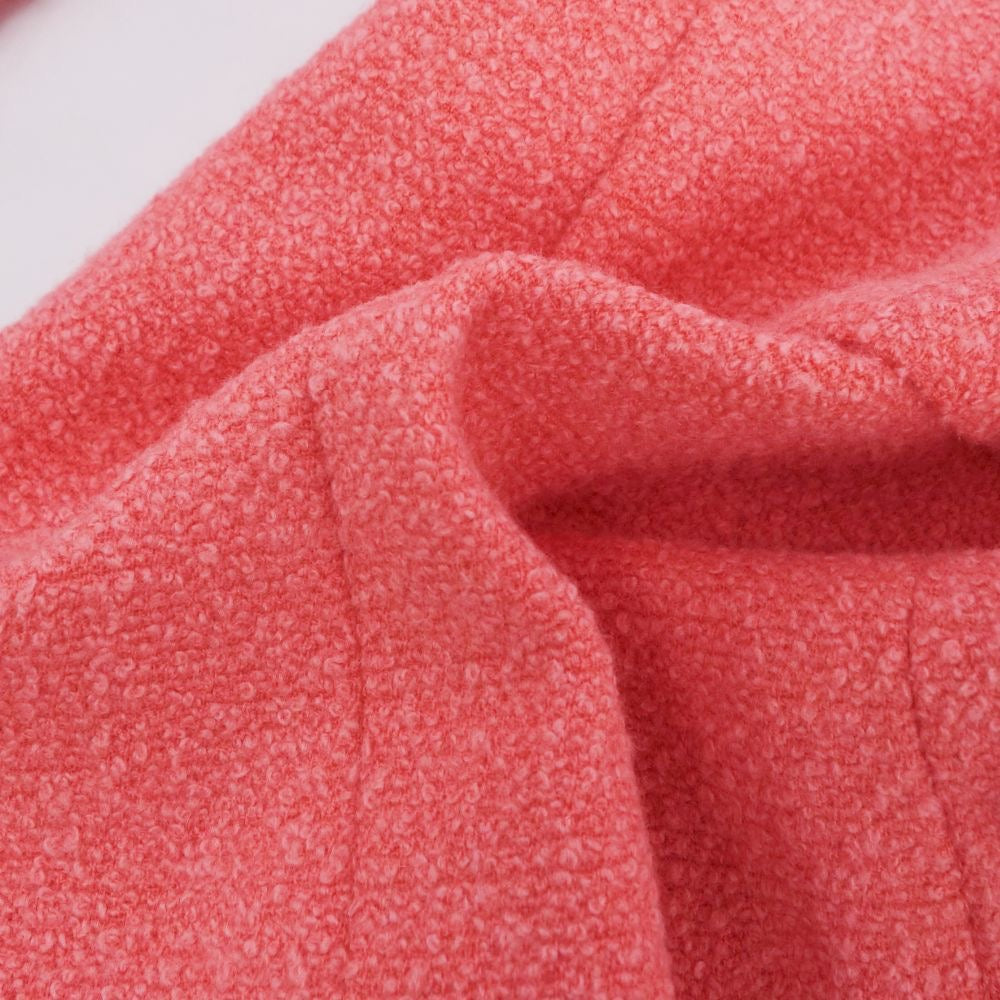 Vintage CHANEL 96C Double Breasted Wool Tweed Jacket Coco Mark Button Size 42 Pink Made in France