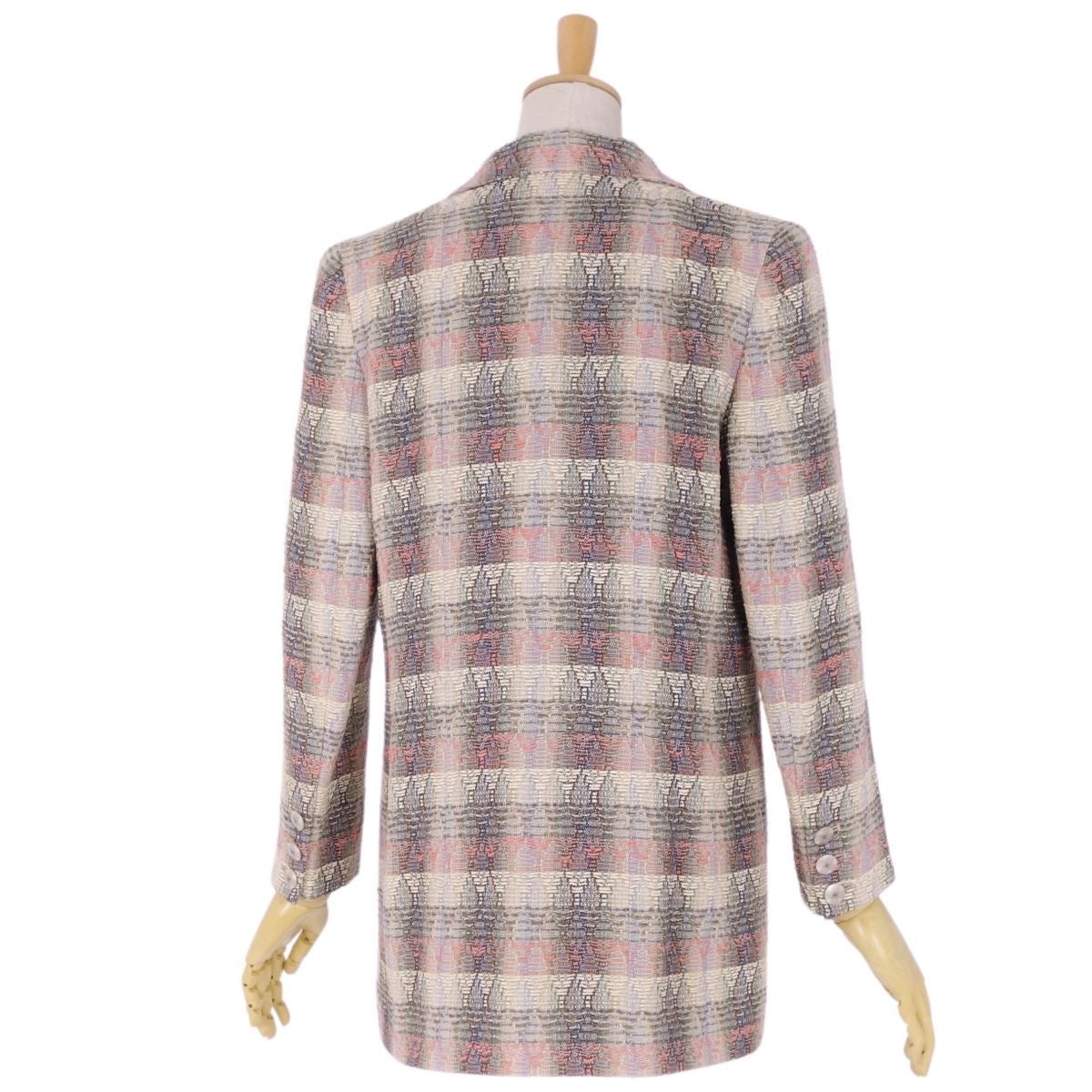 Vintage CHANEL 98P Double Breasted Tweed Jacket Coco Mark Size 38 Multicolor