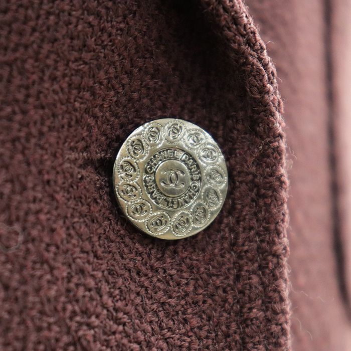 CHANEL BOUTIQUE Vintage Tweed Jacket Size 38 Burgundy 97A