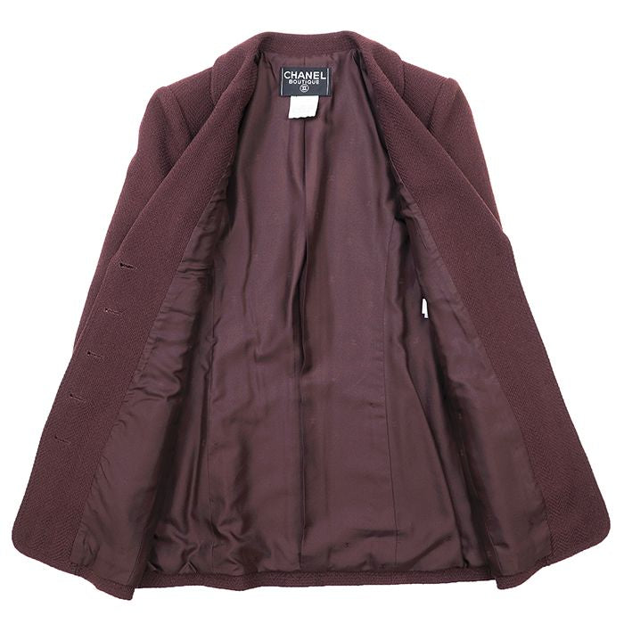 CHANEL BOUTIQUE Vintage Tweed Jacket Size 38 Burgundy 97A