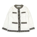 CHANEL Coco Mark Tweed Trim Padded Jacket Size 40 White P59906V45660
