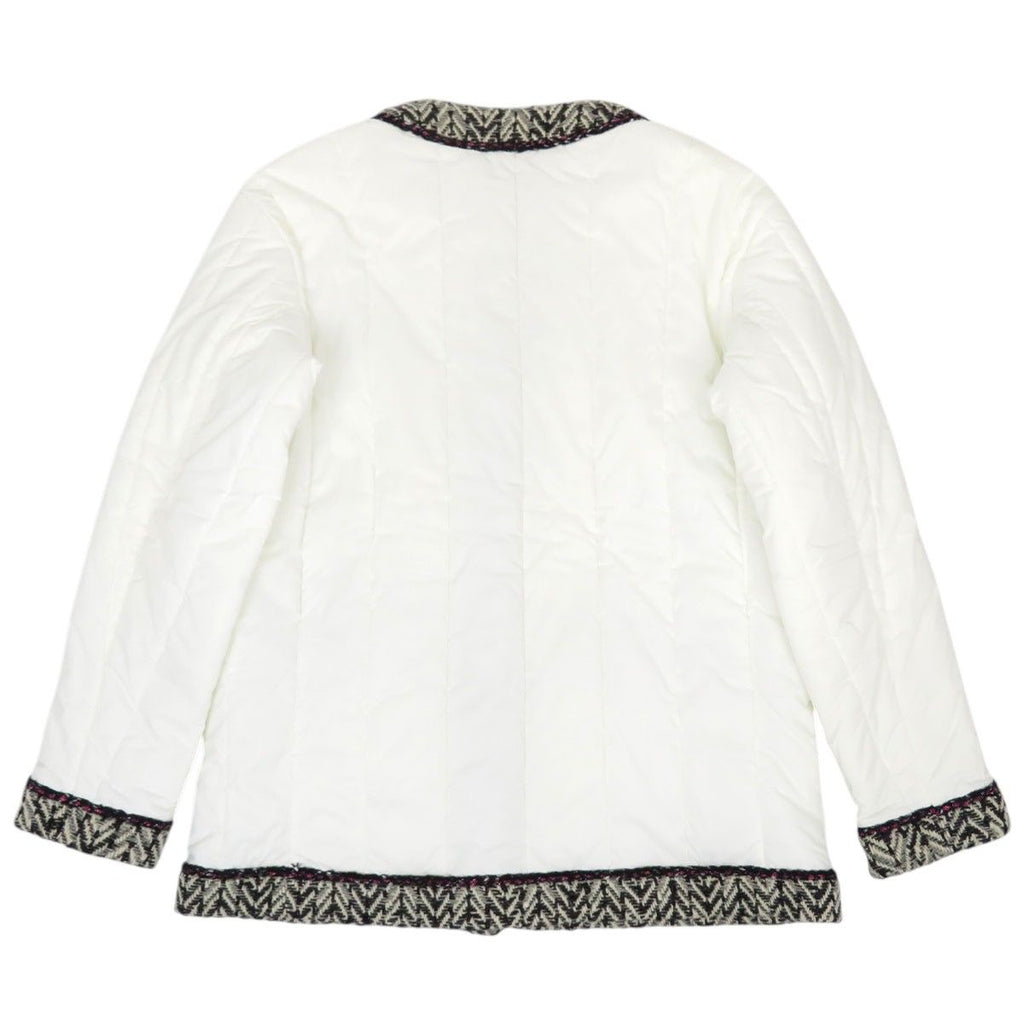 CHANEL Coco Mark Tweed Trim Padded Jacket Size 40 White P59906V45660