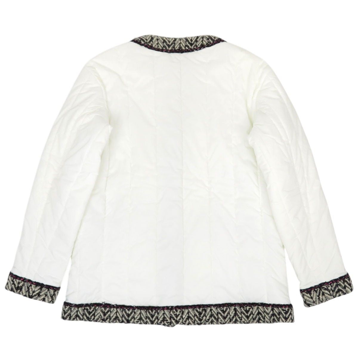 CHANEL Coco Mark Tweed Trim Padded Jacket Size 40 White P59906V45660