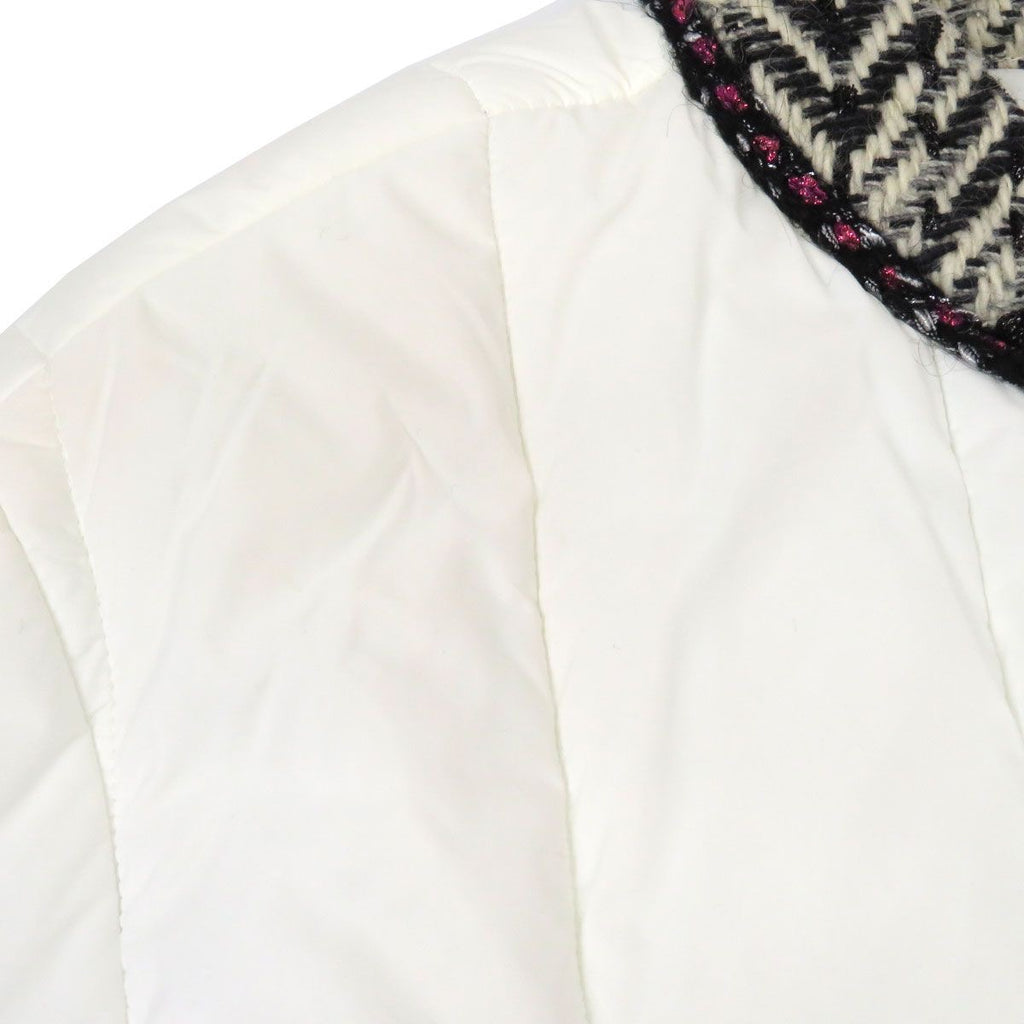 CHANEL Coco Mark Tweed Trim Padded Jacket Size 40 White P59906V45660