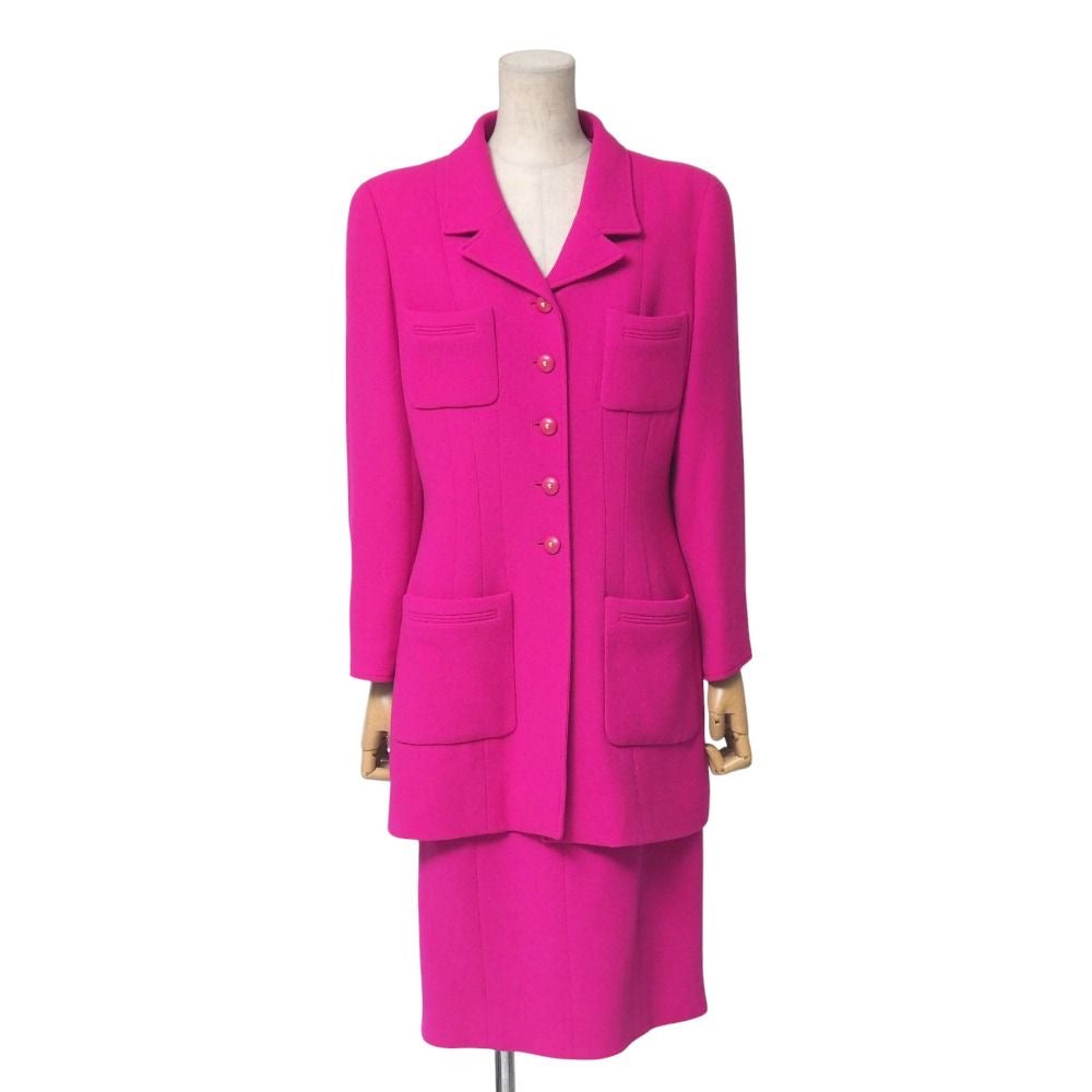 Vintage CHANEL Skirt Suit Setup Long Jacket & Tight Skirt Coco Mark