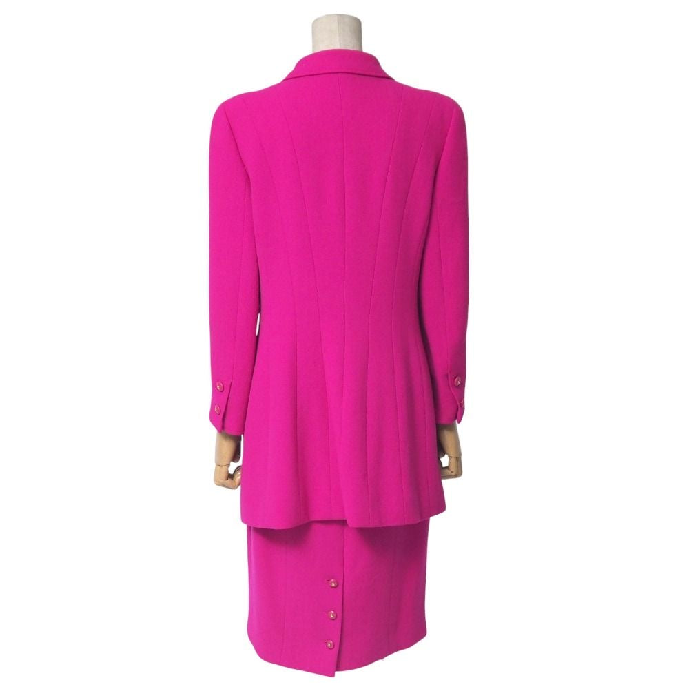 Vintage CHANEL Skirt Suit Setup Long Jacket & Tight Skirt Coco Mark