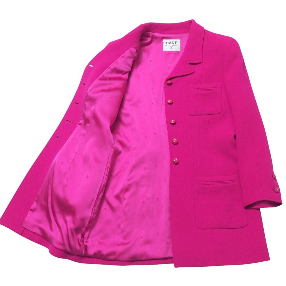 Vintage CHANEL Skirt Suit Setup Long Jacket & Tight Skirt Coco Mark