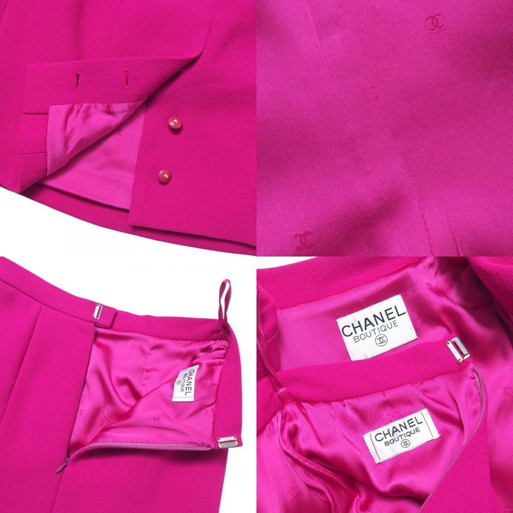 Vintage CHANEL Skirt Suit Setup Long Jacket & Tight Skirt Coco Mark